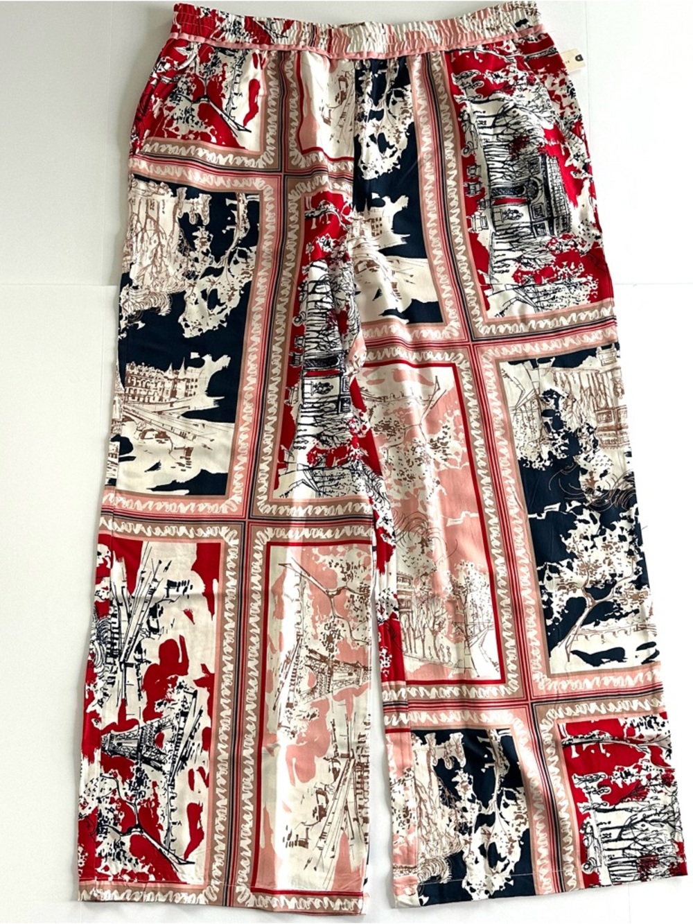 Maeve by Anthropologie Brooklin Wide Leg Pull On Pants in Red Pattern | XL | NWT - Picture 3 of 14